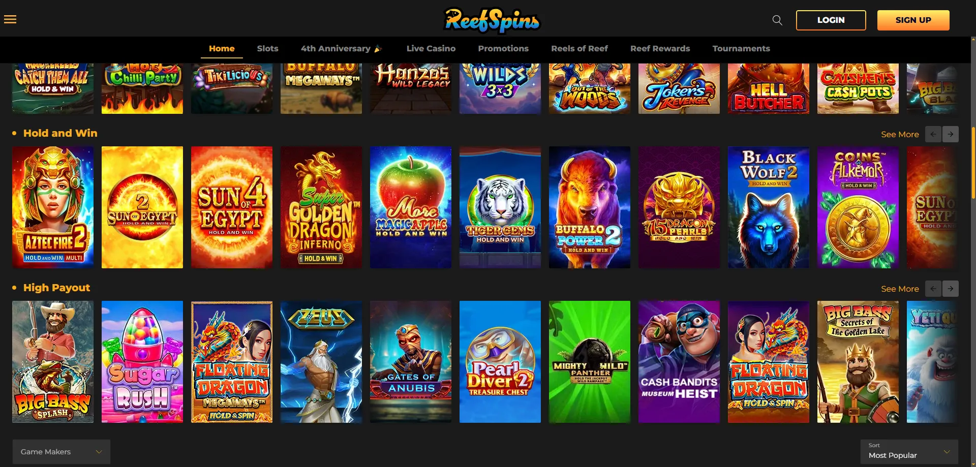 ReefSpins Casino no deposit free spins on A Big Catch slot