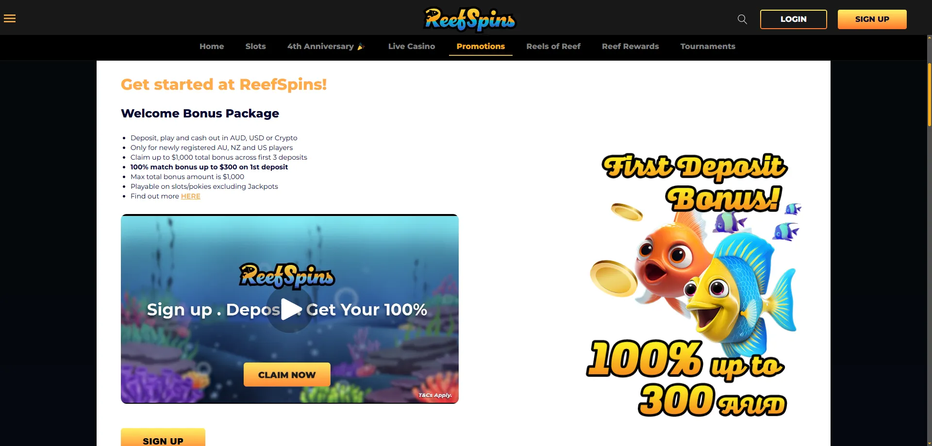 ReefSpins 2 bonus code — no deposit free chips offer